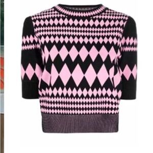 DVF Pink and Black Argyle Women's Sweater